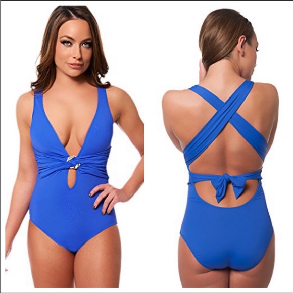 Trina Turk Other - Trina Turk Marrakesh Solids Cross Back Royal Blue